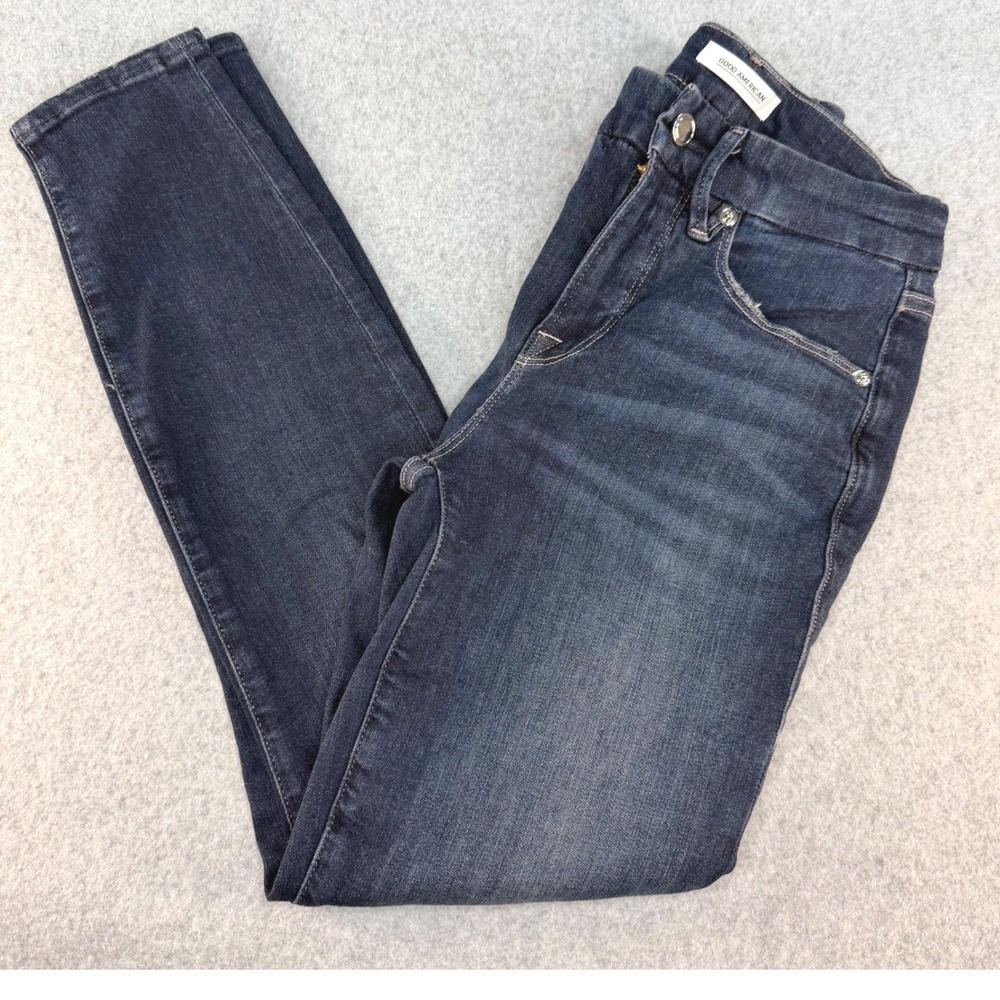 Good American Good Legs Crop Jeans Dark Wash Blue Skinny Size 2/26‎ GLC899T